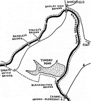 map of canal through Dogmersfield Park (21K)