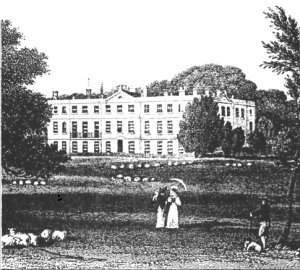 19th century engraving Dogmersfield House by Thomas Neale [Print: Printed Page, Bridge St, Winchester] (29K)